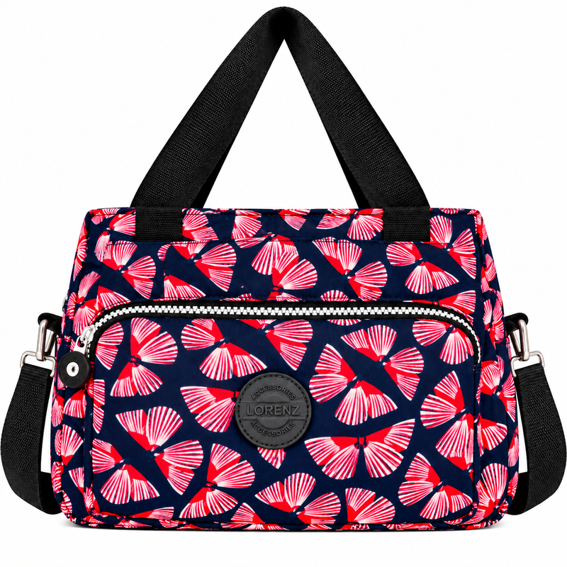 (image for) 2503 Burg Pattrnd Crnkld Nylon H'Bag With Shoulder Strap (New)